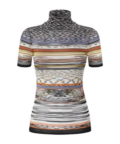 MISSONI STRIPE-PATTERN TURTLENECK TOP