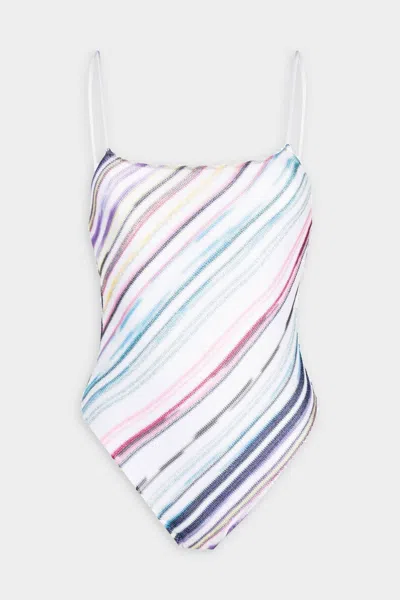 Missoni Stripe-print Backless One-piece Swimsuit In Riga Resort Multicolor In White