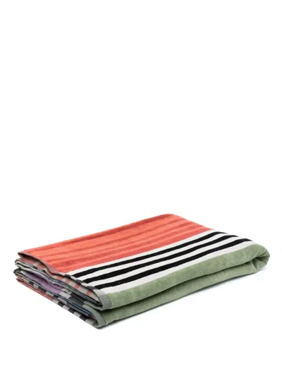 Missoni Stripe-print Blanket In Orange