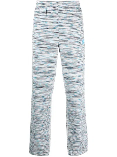 Missoni Stripe-print Cotton Track Pants In Weiss