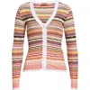 Missoni Striped Rib V-neck Fitted Cardigan In Pink Multi