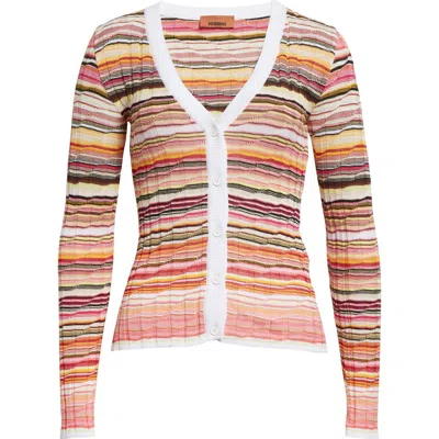 MISSONI MISSONI STRIPE RIB V-NECK CARDIGAN