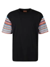 Missoni Zigzag-sleeves Cotton T-shirt In Navy Base/red