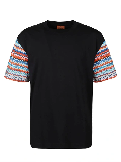 Missoni Stripe Sleeve T-shirt In Navy Base/red