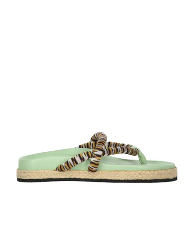 Missoni Stripe-strap Flip-flop Sandals In Green