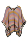 Missoni Stripe Wool Blend Poncho In Orange Multi