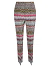 Missoni Crop Trousers In Cotton And Viscose Zig Zag Pattern Pink In Multi