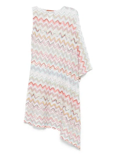 Missoni Striped Asymmetric Cover-up In 白色