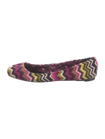 Pre-owned Missoni Striped Ballet Flats In Pink