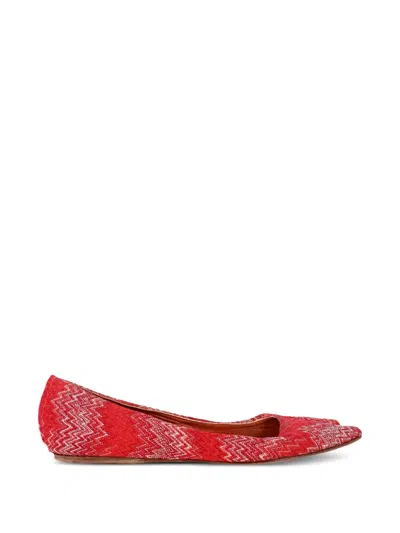 Pre-owned Missoni Striped Ballet Flats In Red