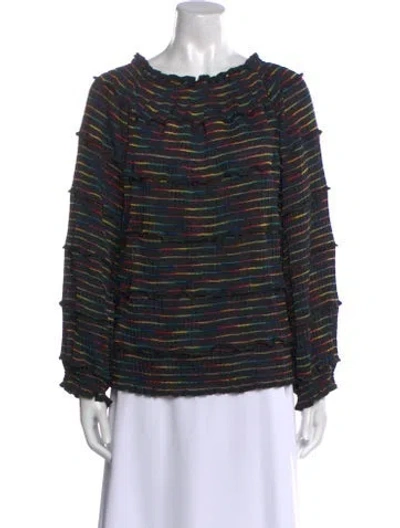 Pre-owned Missoni Striped Bateau Neckline Blouse In Black