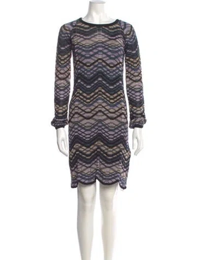 Pre-owned Missoni Striped Bateau Neckline Sweater In Blue