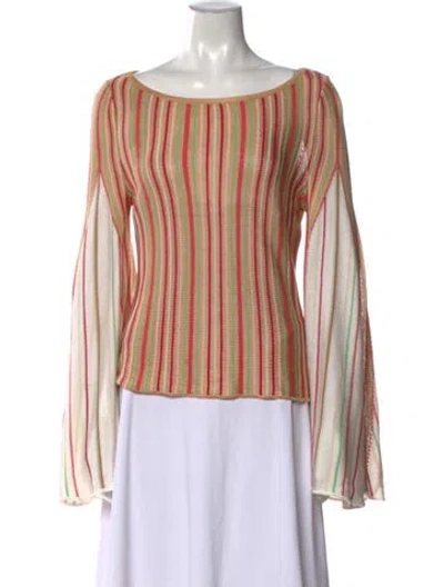 Pre-owned Missoni Striped Bateau Neckline Sweater In Neutrals