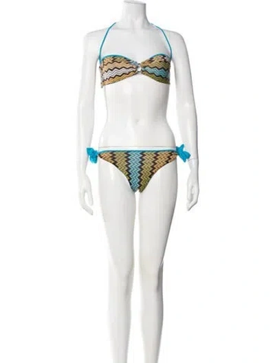 Pre-owned Missoni Striped Bikini In Blue/neutrals
