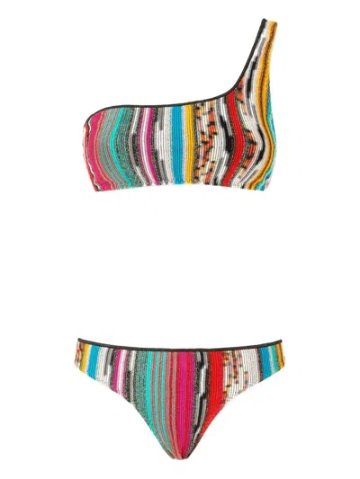 Missoni One-shoulder Multicolored Striped Bikini