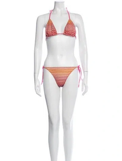 Pre-owned Missoni Striped Bikini W/ Tags In Orange