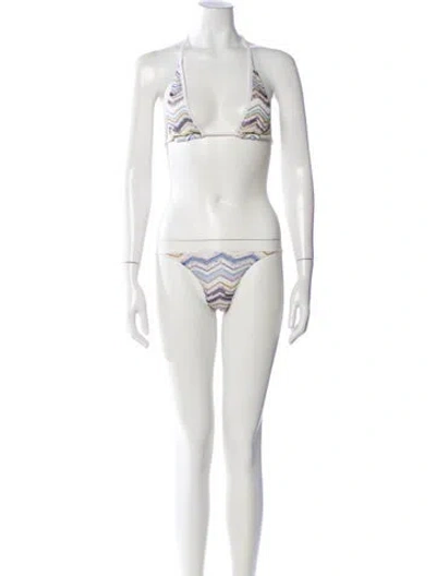Pre-owned Missoni Striped Bikini W/ Tags In White
