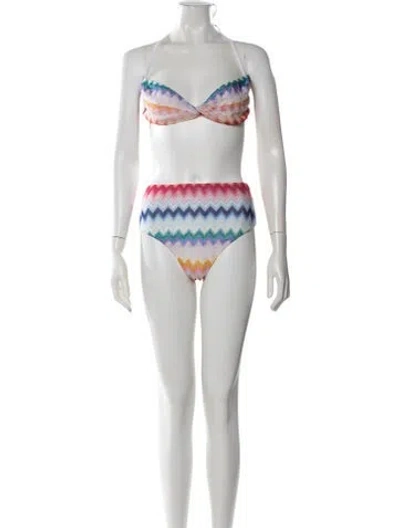 Pre-owned Missoni Striped Bikini W/ Tags In White