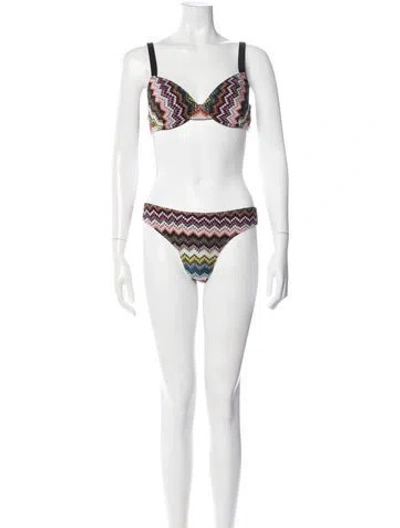 Pre-owned Missoni Striped Bikini W/ Tags In White