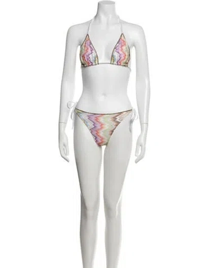 Pre-owned Missoni Striped Bikini W/ Tags In White