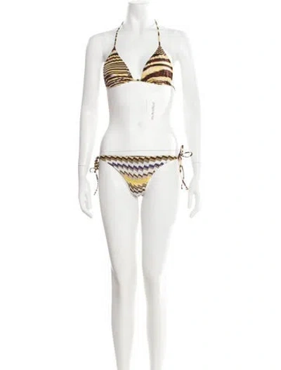 Pre-owned Missoni Striped Bikini In White