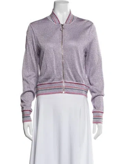 Pre-owned Missoni Striped Bomber Jacket In Purple