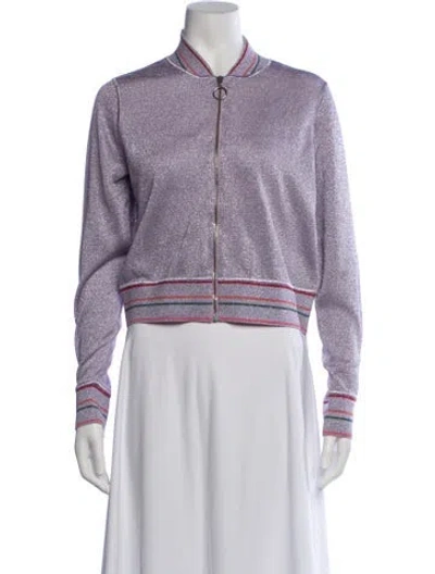Pre-owned Missoni Striped Bomber Jacket In Purple