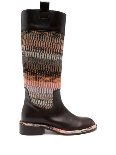 Missoni Striped Boots In Brown