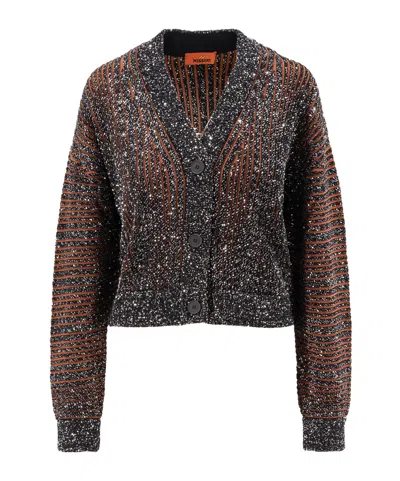 Missoni Striped Cardigan In Black