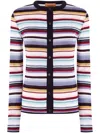 Missoni Striped Wool Blend Knit Cardigan In Blue