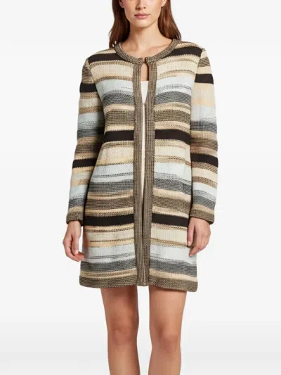 Pre-owned Missoni Striped Cardigan In Brown
