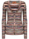 Missoni Striped Knit Cardigan In Orange
