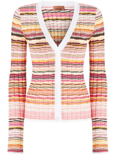 Missoni Striped Cardigan In Pink