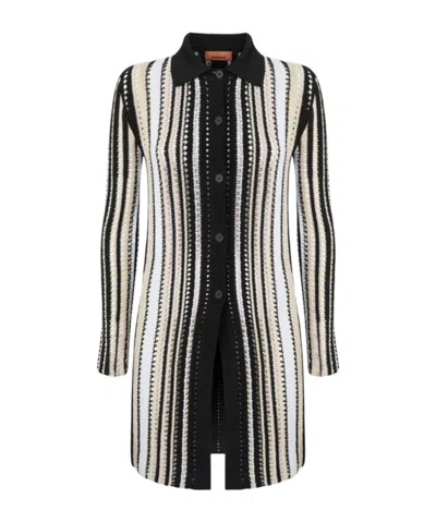 Missoni Striped Coat In Blue
