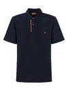 Missoni Handcrafted Polo Shirt Three-striped Collar In Blue