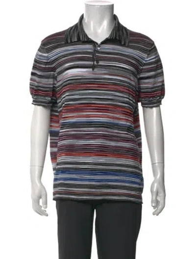 Pre-owned Missoni Striped Collar Polo Shirt In Black