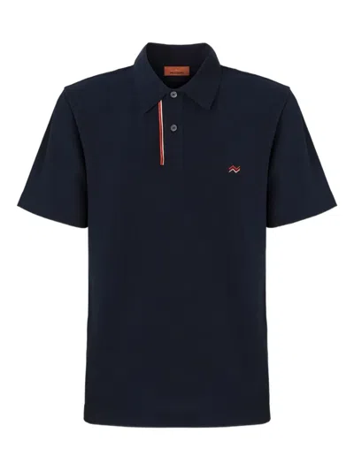 Missoni Striped-collar Polo Shirt In Blue