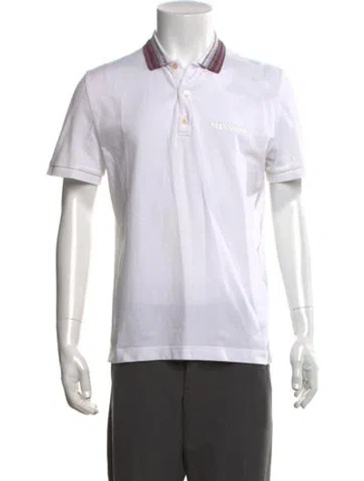 Pre-owned Missoni Striped Collar Polo Shirt In White