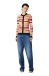 Missoni Striped Cotton And Viscose Cardigan With Contrasting Piping In Multicoloured 1
