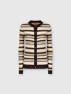 Missoni Striped Cotton And Viscose Cardigan With Contrasting Piping In Multicoloured