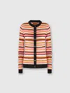Missoni Striped Cotton And Viscose Cardigan With Contrasting Piping In Multicoloured