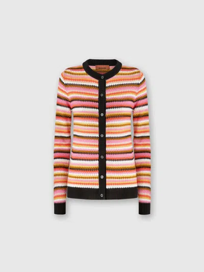 MISSONI GESTREIFTE STRICKJACKE AUS BAUMWOLLE UND VISKOSE MIT KONTRASTIERENDER PASPEL