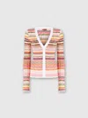Missoni Striped Rib V-neck Fitted Cardigan In Pink