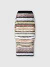 Missoni Striped Cotton And Viscose Ribbed Midi Skirt In Blue