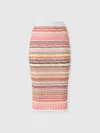 Missoni Striped Cotton And Viscose Ribbed Midi Skirt In Pink