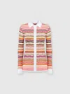 Missoni Striped Cotton And Viscose Ribbed Shirt With Contrasting Trim In Pink
