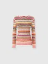 Missoni Striped Cotton And Viscose Ribbed Sweater With Long Sleeves In Pink