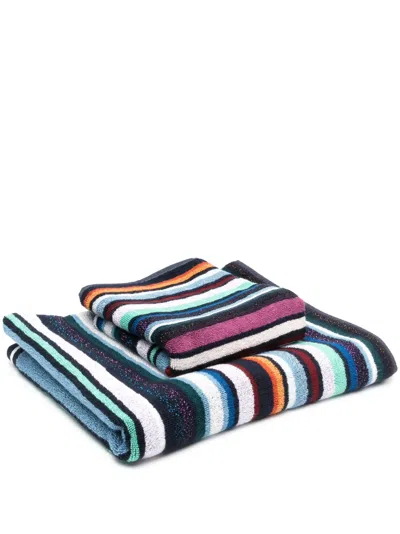 Missoni Striped Cotton-blend Bath Towel In Black