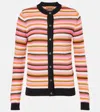 Missoni Striped Cotton And Viscose Cardigan With Contrasting Piping In Multicoloured