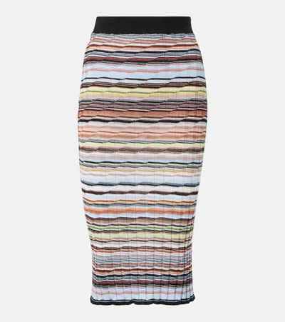 MISSONI STRIPED COTTON-BLEND MIDI SKIRT